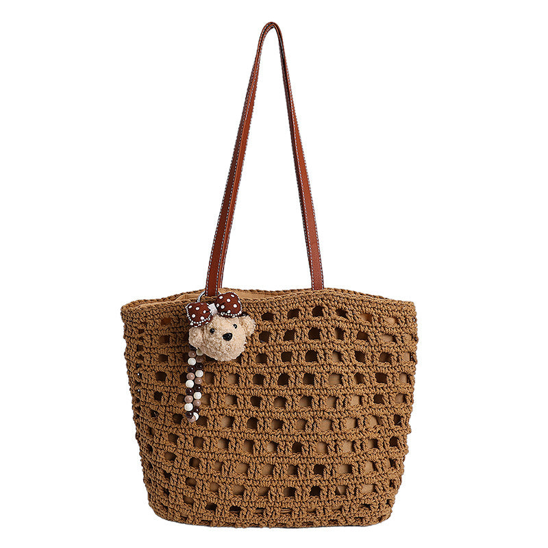 Crocheted Weaving Hollow Large Capacity Commuter Straw Seaside Vacation Tote Bags