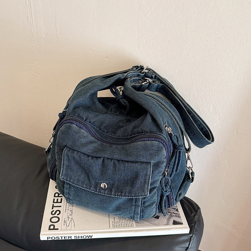 Innovative Fashion Women's Commuter Textured Denim Bucket Bags
