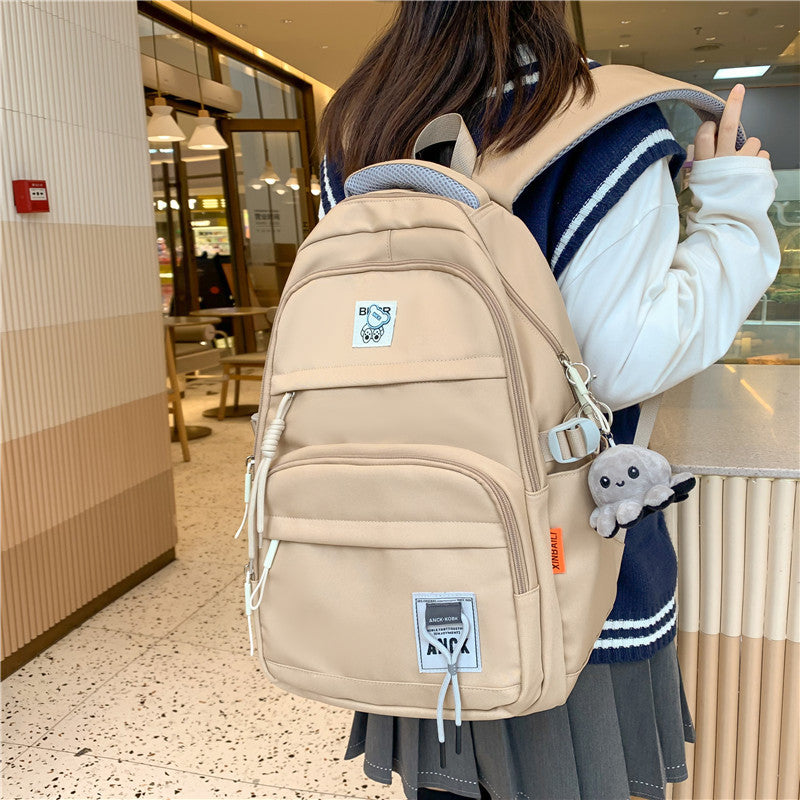 Style Solid Color For Boys Large Capacity Trendy Simple Backpacks