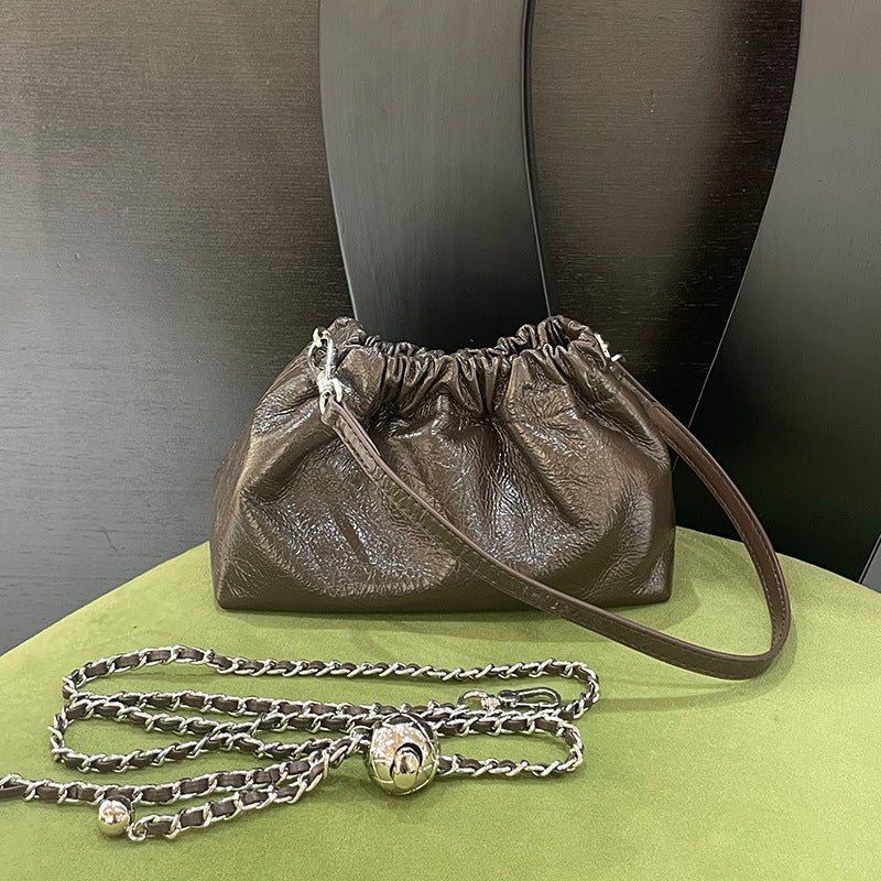 Women's Leather Folds Cloud Style Chain Simple Bags