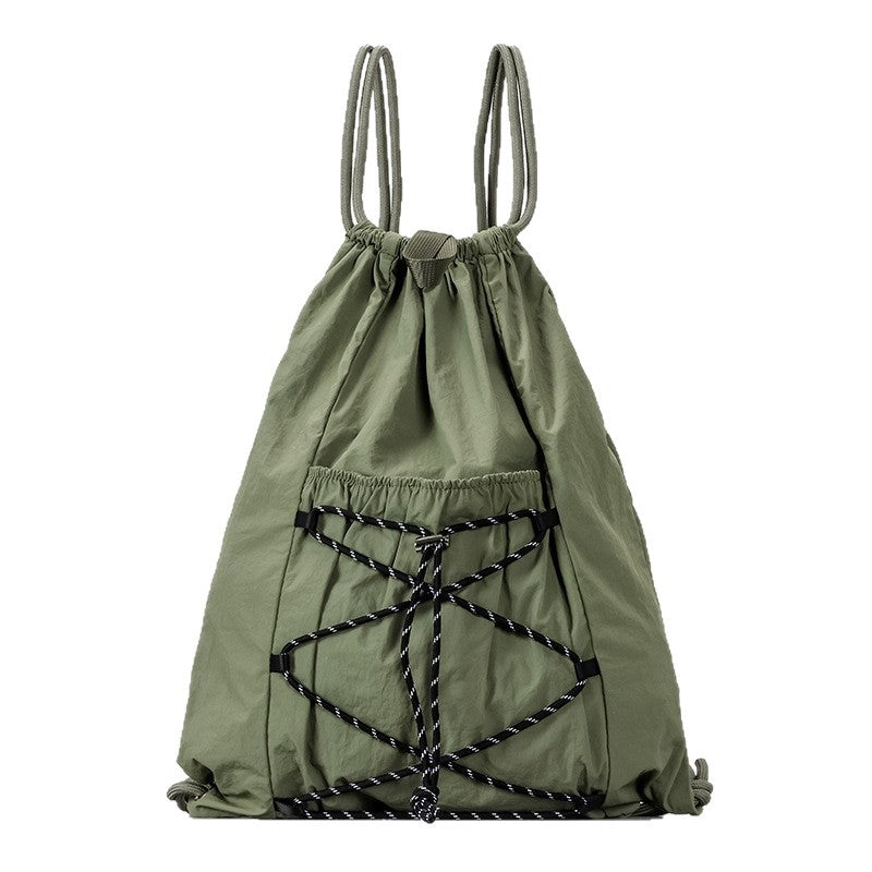 Women's & Men's Capacity Lightweight Nylon Strap Drawstring Good-looking Early Leisure Backpack