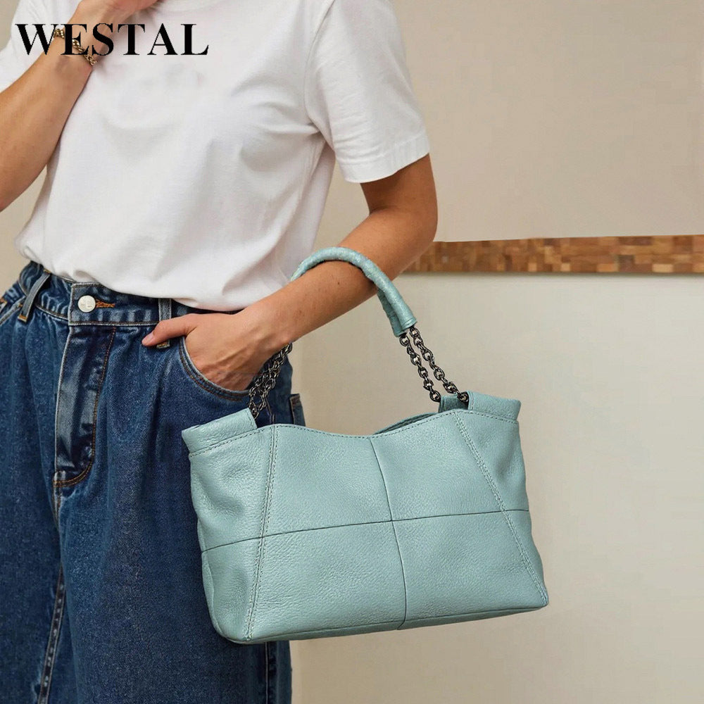 Women's First Layer Cowhide Large Capacity Fashion Chain Women's Shoulder Bag