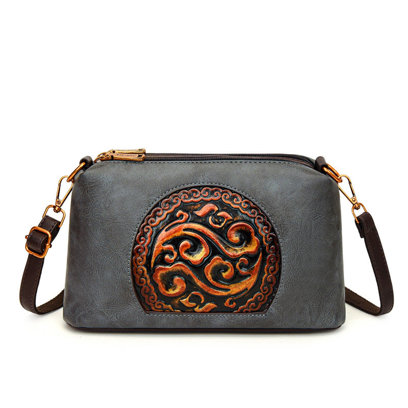 Women's Retro Ethnic Style Authentic Leather Tactile Bags