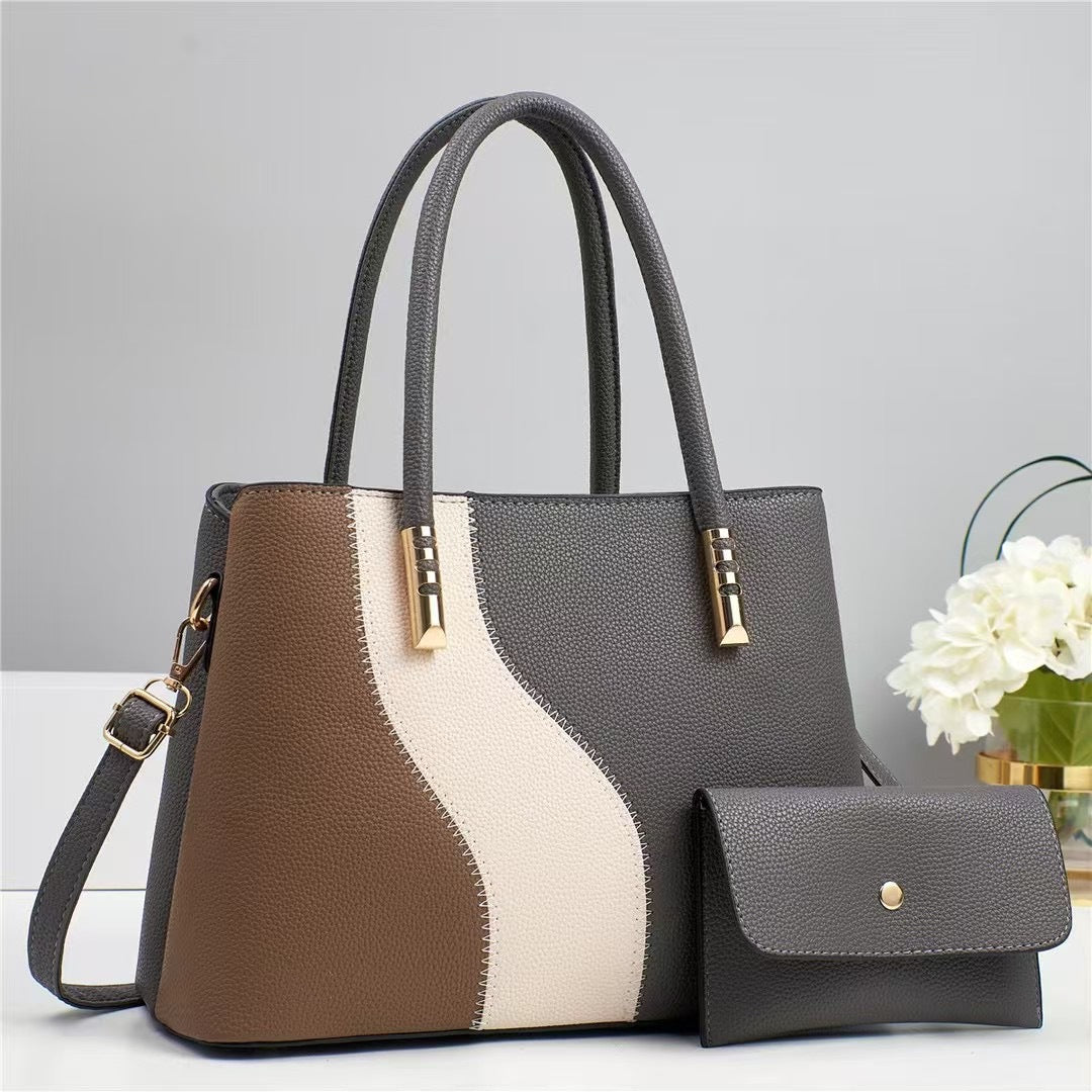 Women's Summer Color Contrast Patchwork Fashion Large Capacity Women's Handbag