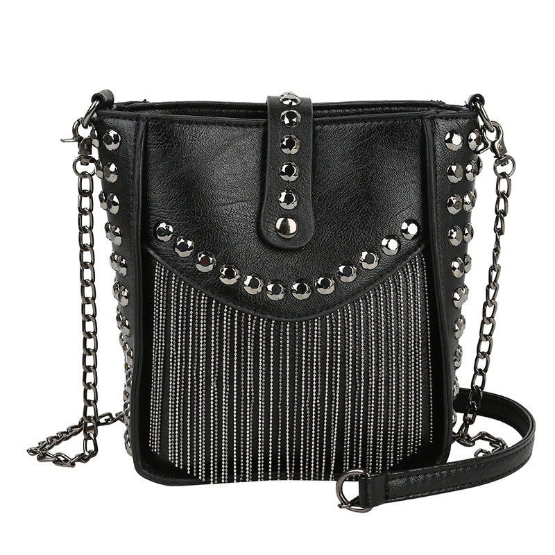 Good-looking Tassel Trendy Fashion Chain Rivets Cell Shoulder Bags