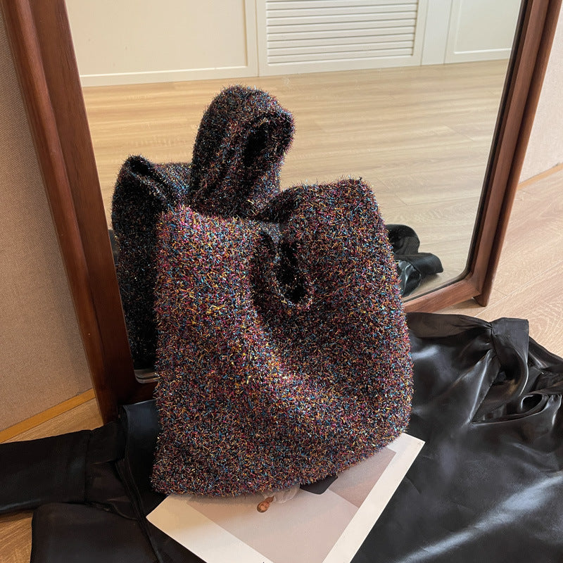 Popular Shiny Soft Knitted Simple Underarm Bags
