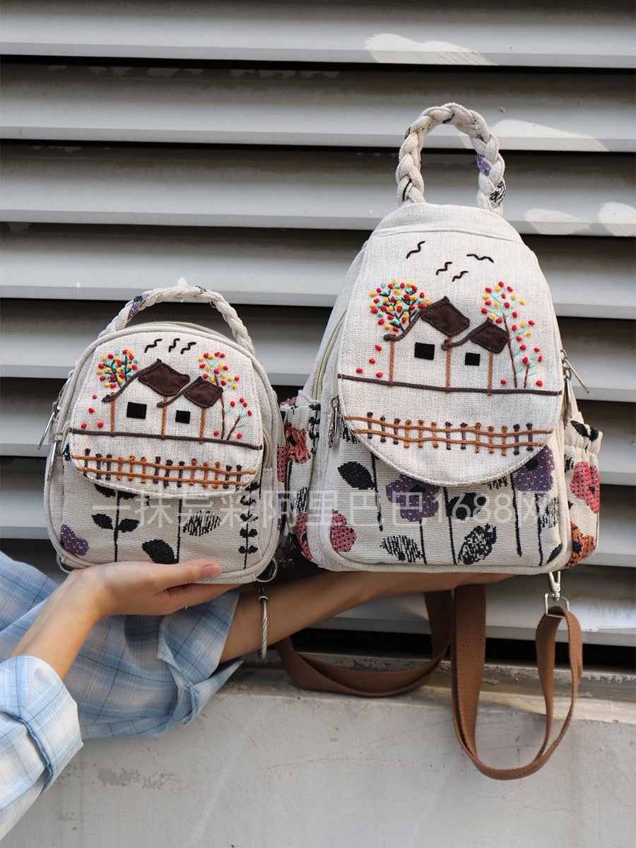 Mori Style Handmade Three-dimensional Decoration Canvas Fresh Lightweight Bags