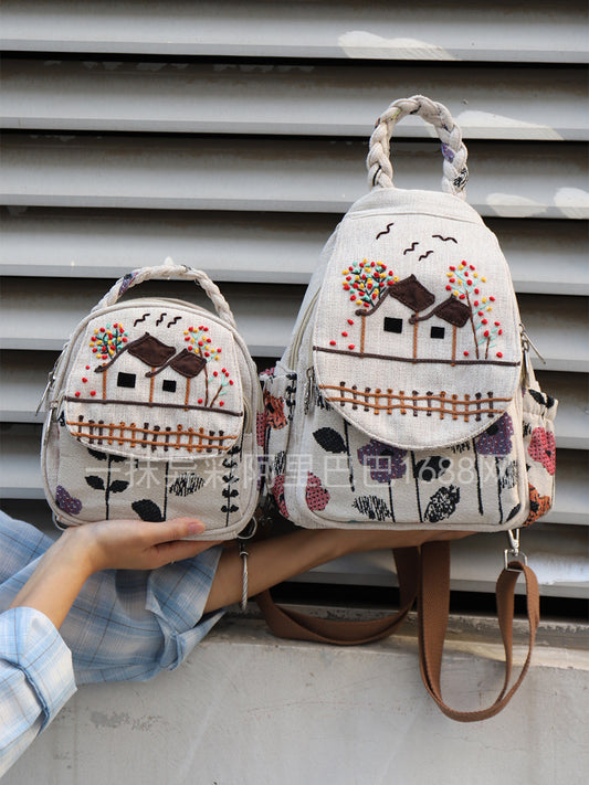 Mori Style Handmade Three-dimensional Decoration Canvas Fresh Lightweight Bags