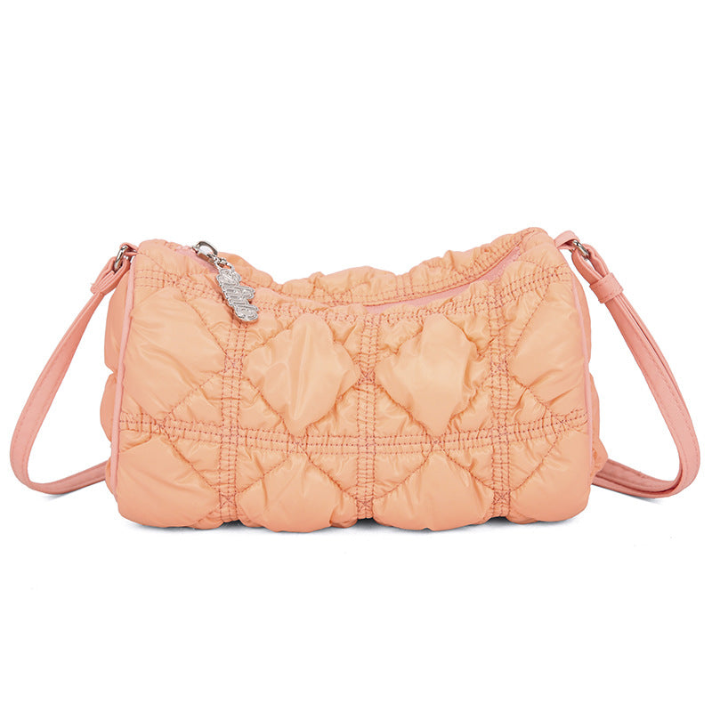 Women's Pillow Round Rhombus Pleated Bale Of Women's Shoulder Bag