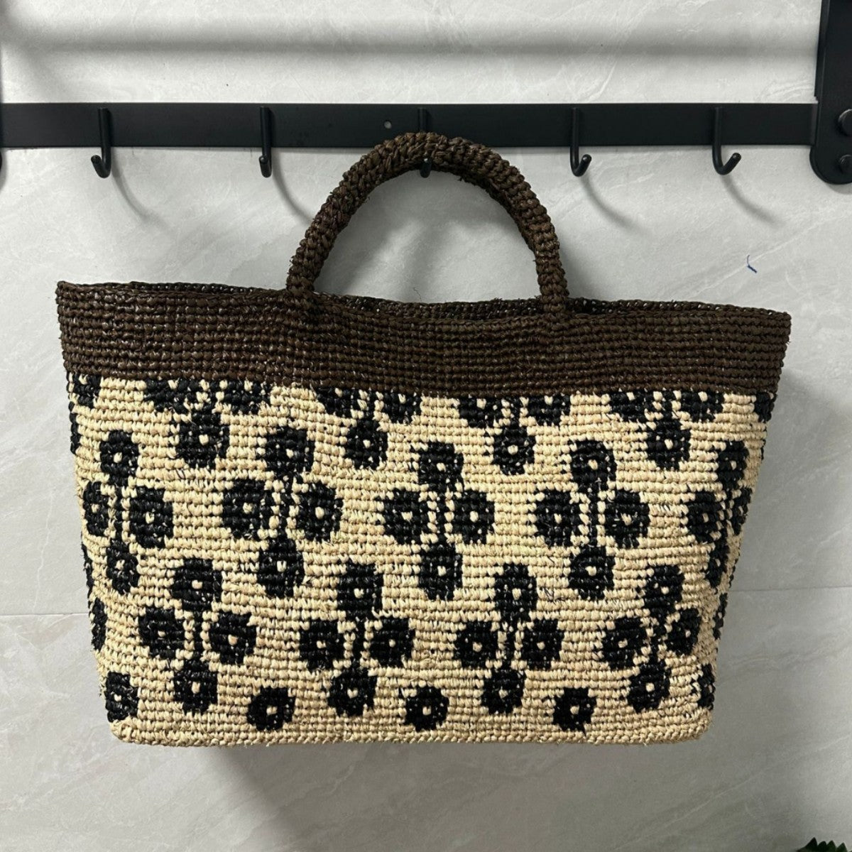 Raffia Hand Crocheting Flower Female Summer Seaside Holiday Color Matching Handbags