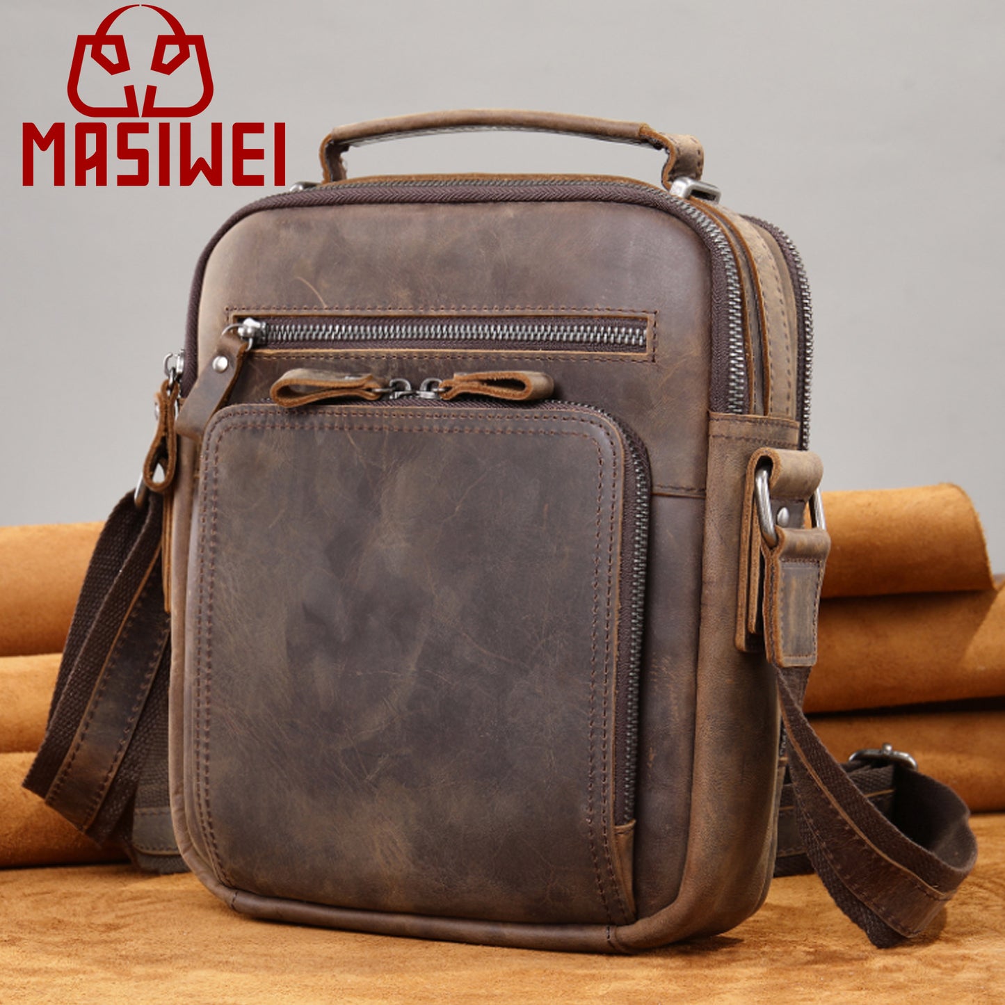 Men's Fashion Trend Niche Genuine Leather One Portable Shoulder Bags
