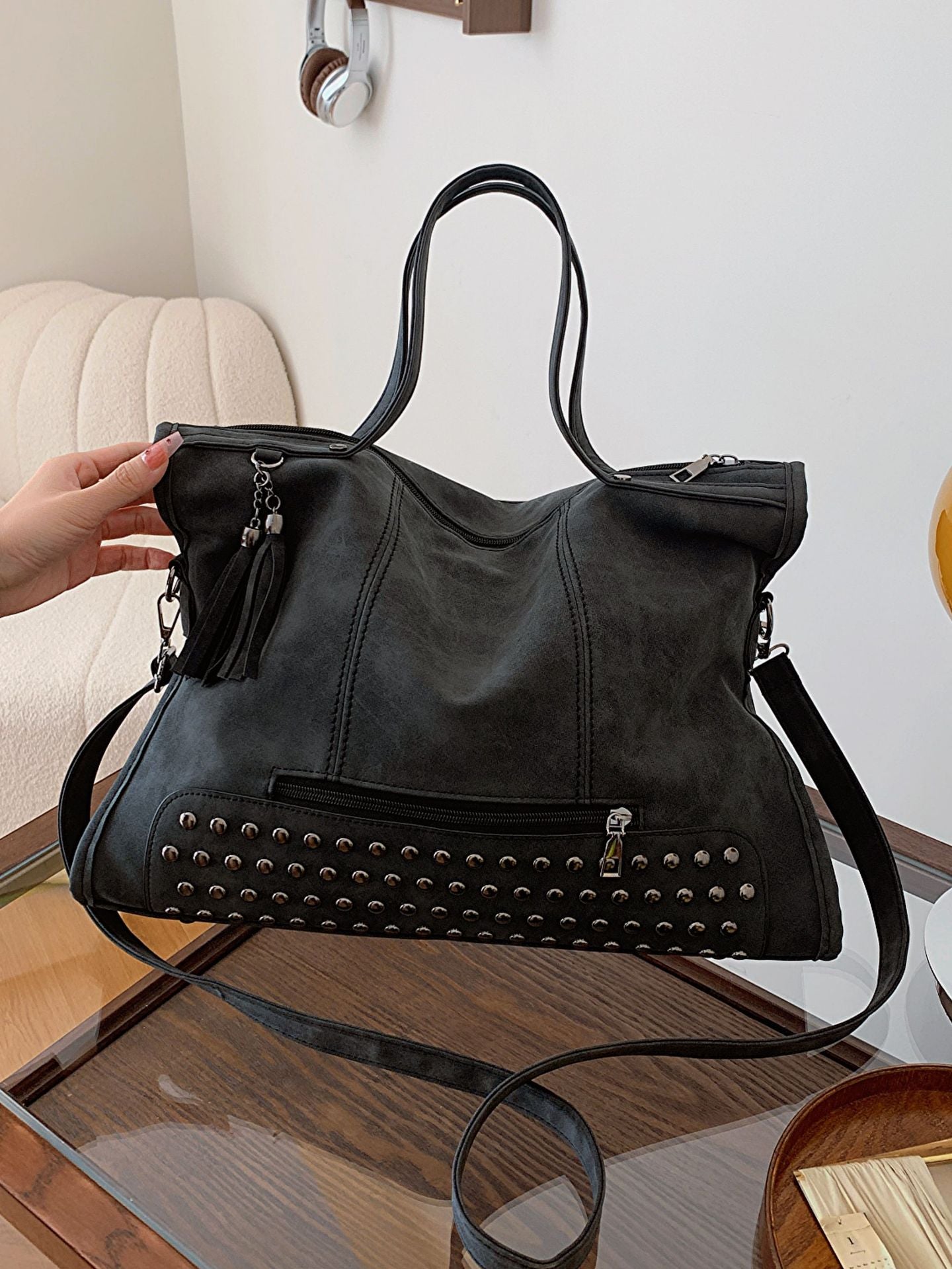 Frosted Personality Fashion Trend Large Capacity Portable Bags