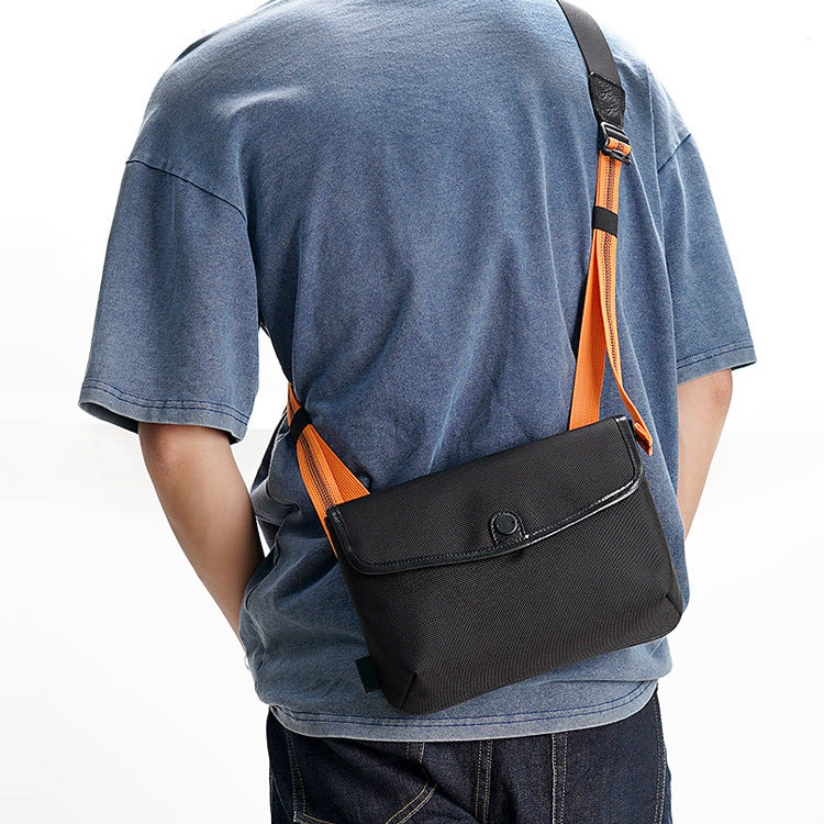 Men's Contrast Color Portable Magnetic Snap Ballistic Men's Messenger Bag