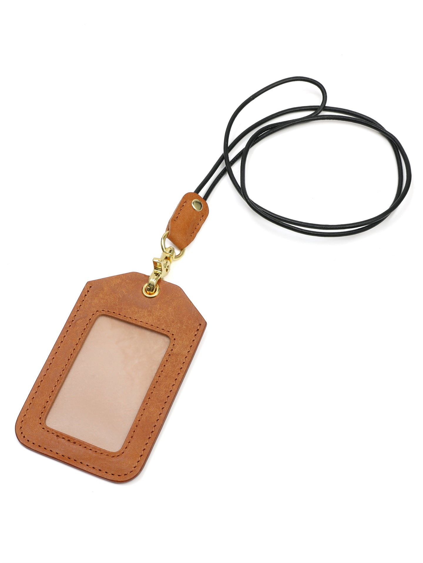 Cowhide Work Certificate With Lanyard Badge Entry Exit Permit Bus Card Pack Card Sleeve