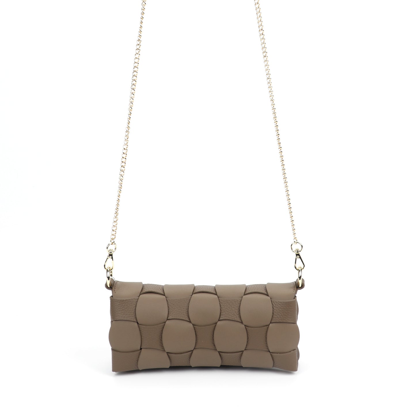 Anthracene Camel Stitched Cowhide Chessboard Portable Bags