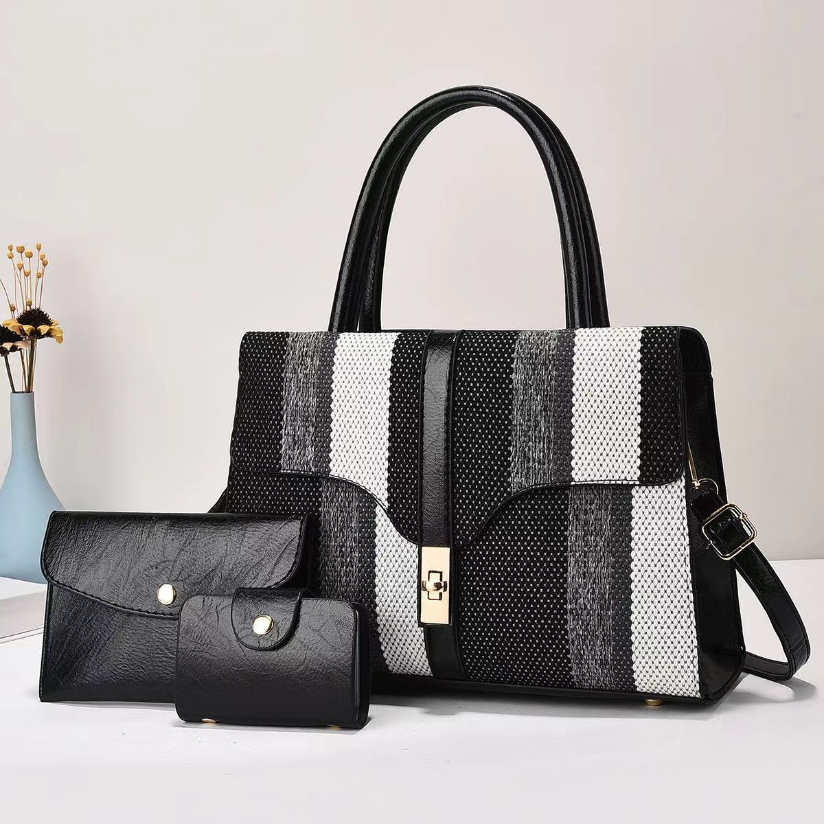 Women's Korean Style Three-piece Set Trendy Fashion Large Capacity Bucket Bag