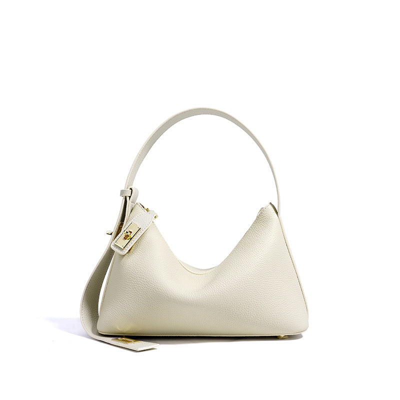 Black Niche High-grade First Layer Cowhide Underarm Leather Women's Handbag