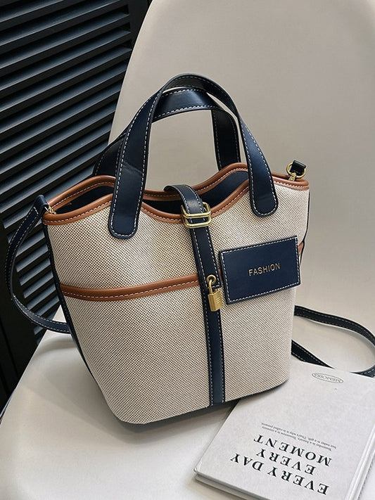 Women's Popular Retro Canvas Hand Holding Fashion Color Bucket Bags