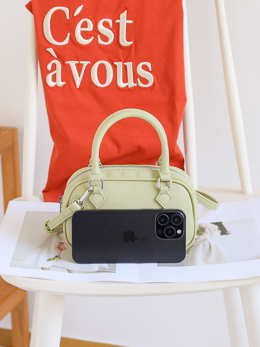 Women's Retro Simple Portable Boston Solid Color High Sense Soft Leather Women's Messenger Bag