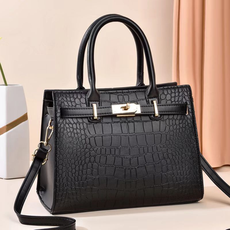Stone Pattern Solid Color Large Capacity Fashion Women's Handbag