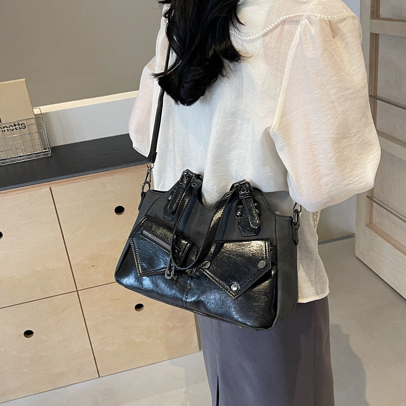 Women's Color Collision Design Spring Underarm Retro Style Large Capacity Tote Bag