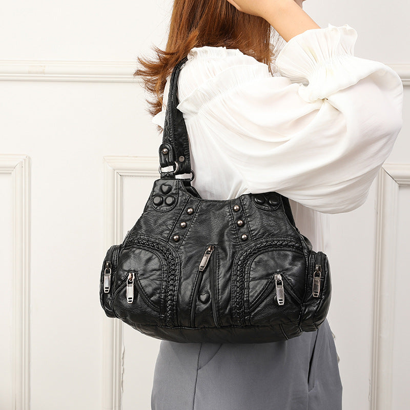 Women's Washed Soft Leather Mother Large Capacity Leisure Women's Handbag