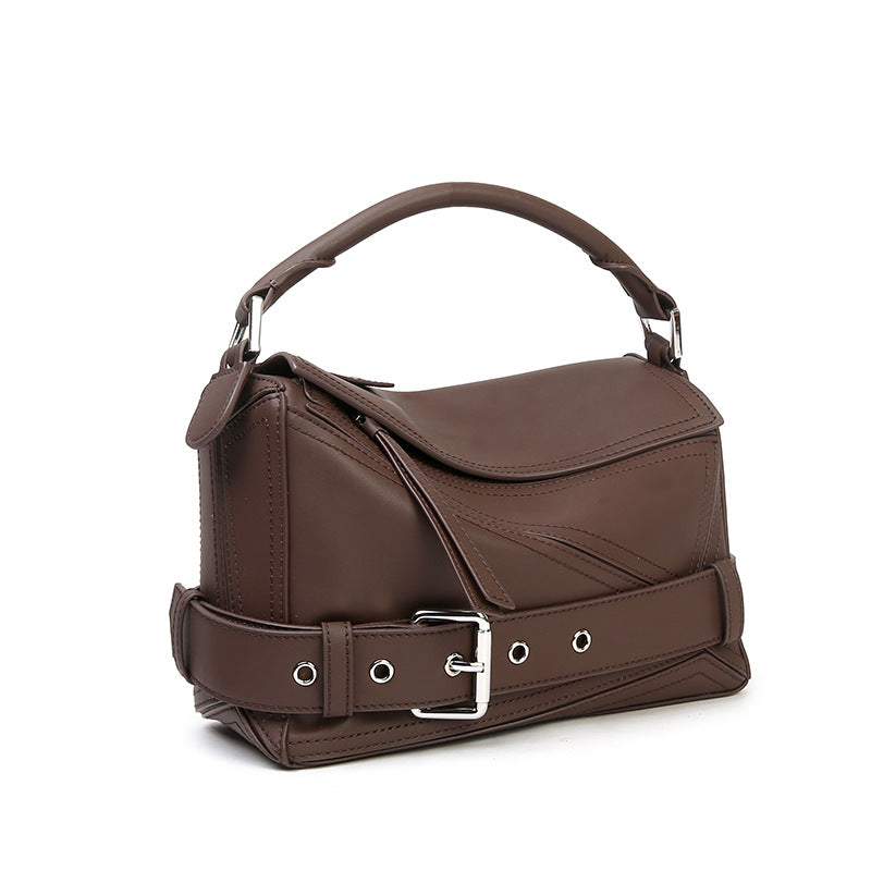 Women's First Layer Cowhide Motorcycle Geometric Genuine Leather Large Handbags