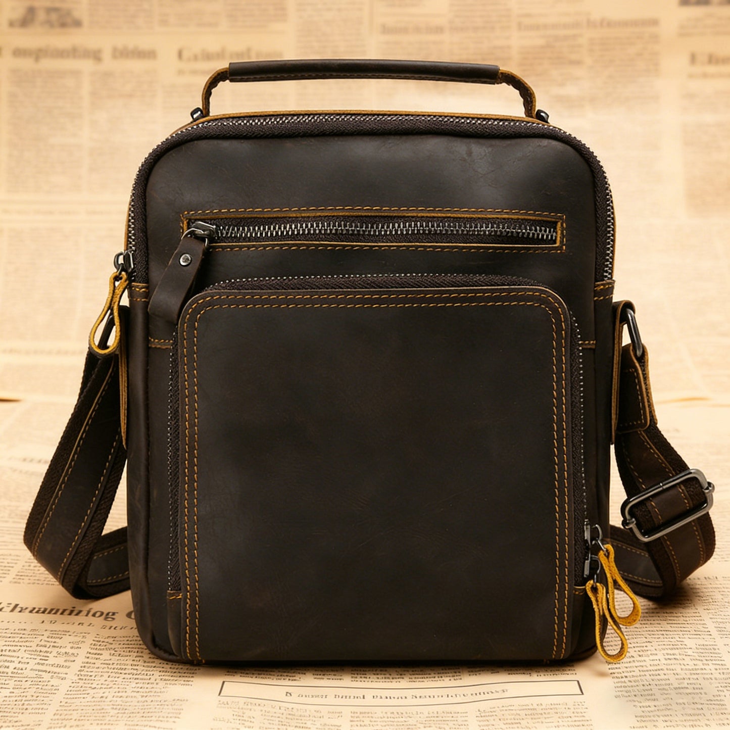 Trendy Men's Senior Leather Crazy Horse Men's Messenger Bags