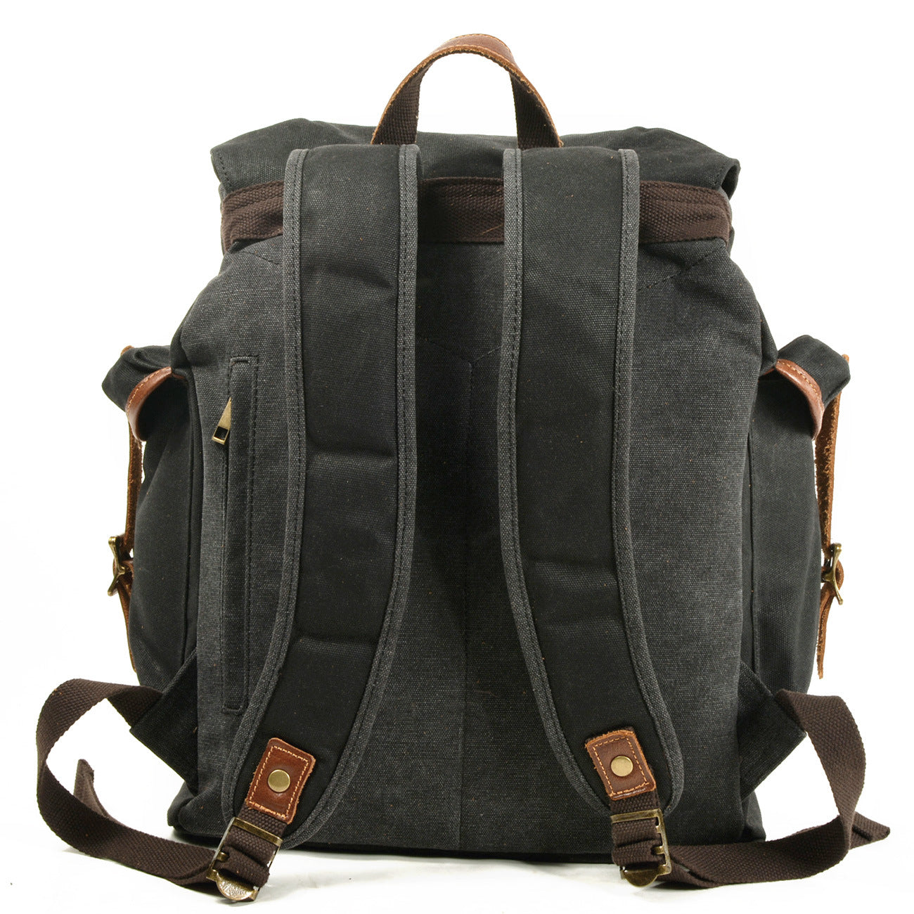 Men's Retro Canvas Leather Drawstring Quilted Large Capacity Backpacks
