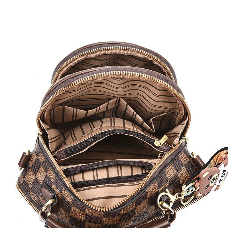 Women's Super Hot Soft Leather Printed Contrast Color Simple Women's Backpack