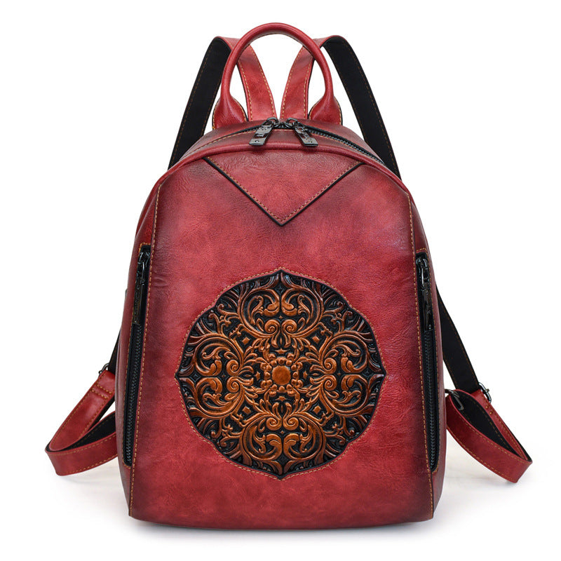 Women's Light Luxury Trendy Commute Simple Lightweight Vintage Printed Large Women's Backpack