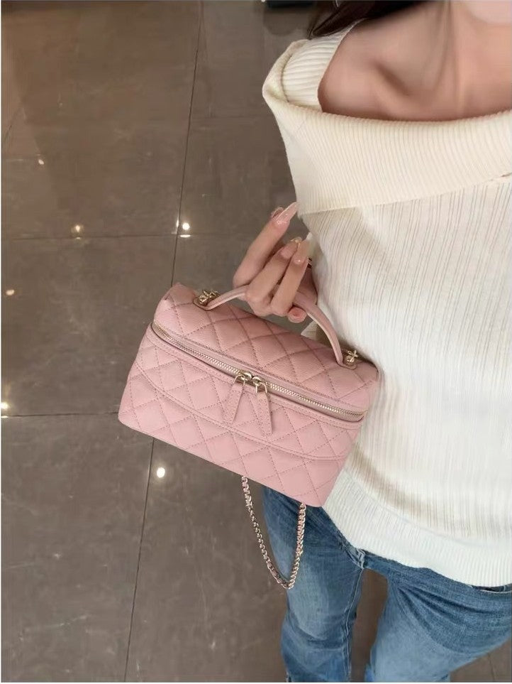 Women's Box Classic Style Rhombus Chain Portable High-grade Cosmetic Bags
