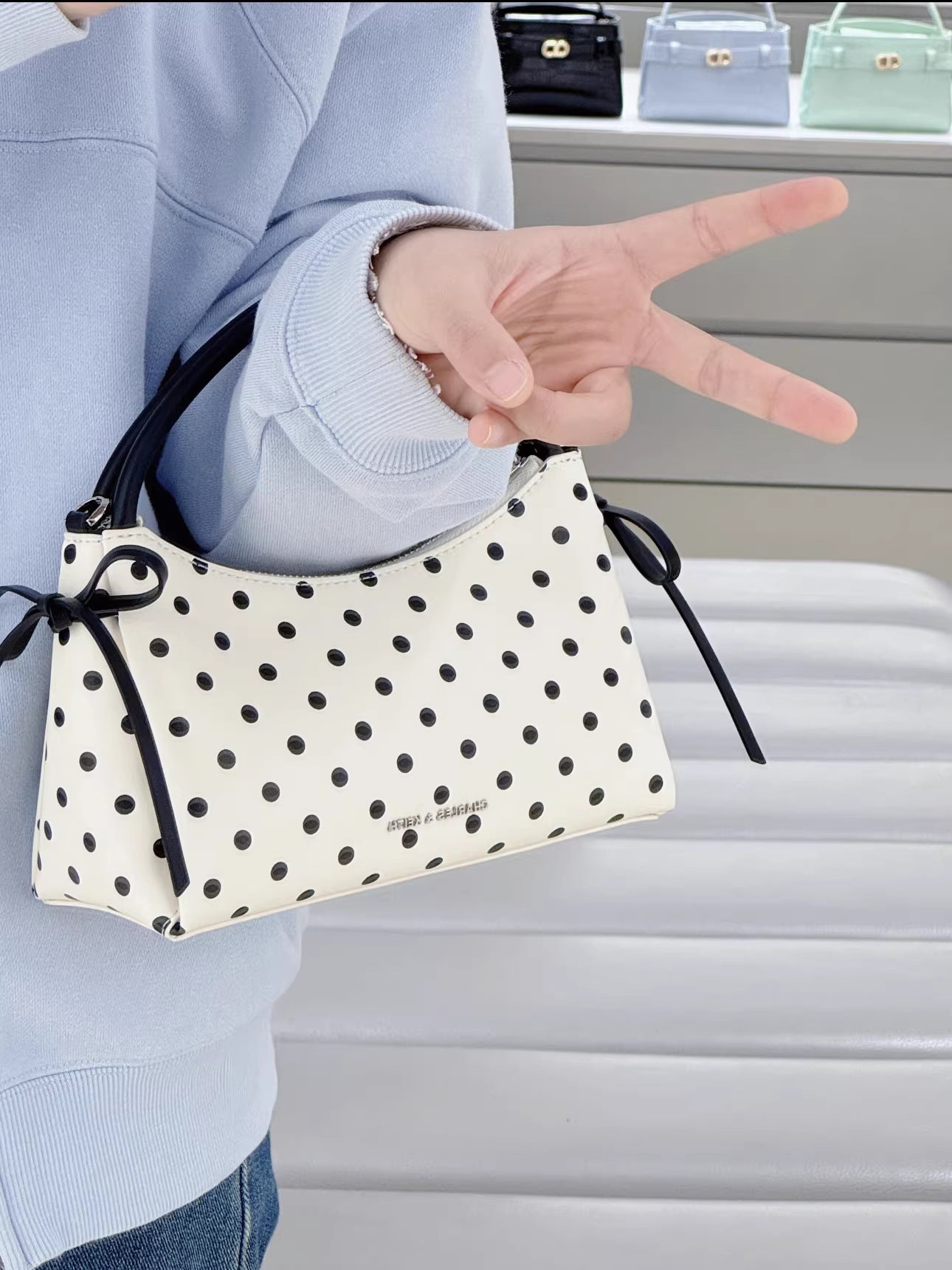 Women's Korean Style Polka Dot Versatile Fashion Bucket Bags