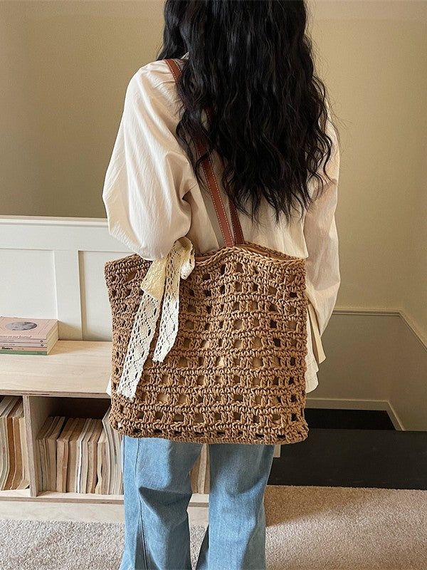 Women's Hollowed Fashionable Summer Seaside Holiday Large Tote Bag