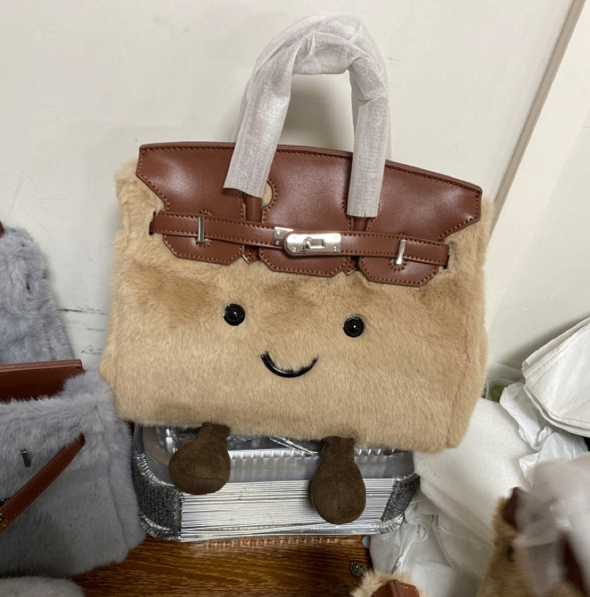 Design Style Doll Knock Cute Plush Women's Handbag