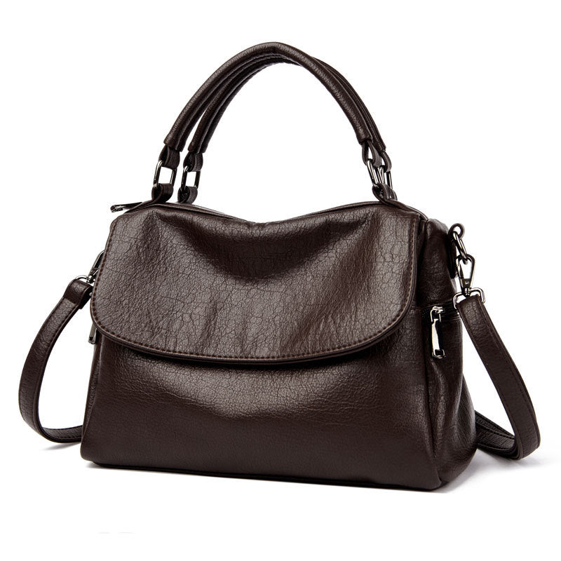 Women's Boston Fashionable Portable Soft Leather Large Women's Handbag