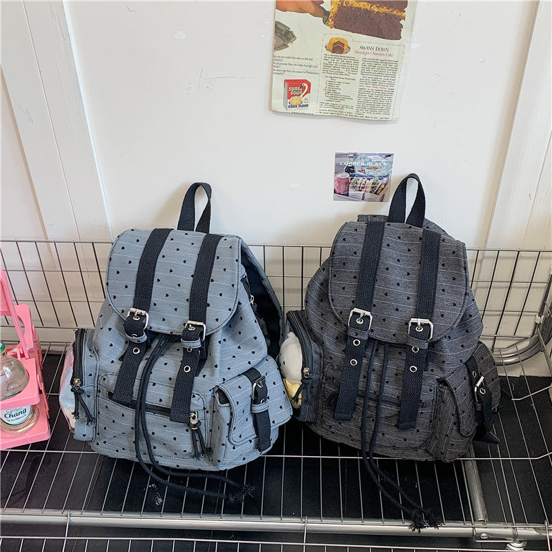 Korean Style Color Matching Polka Dot Design Backpacks