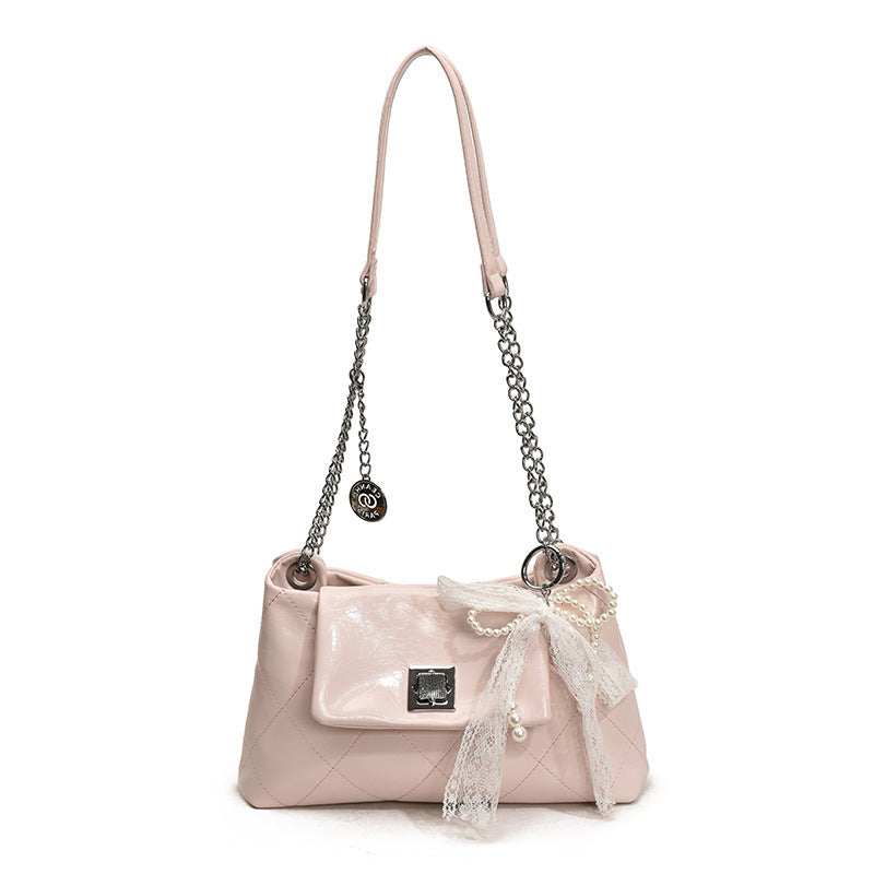 Women's Style Diamond Pattern Chain Summer Plaid Twist Leisure Women's Messenger Bag