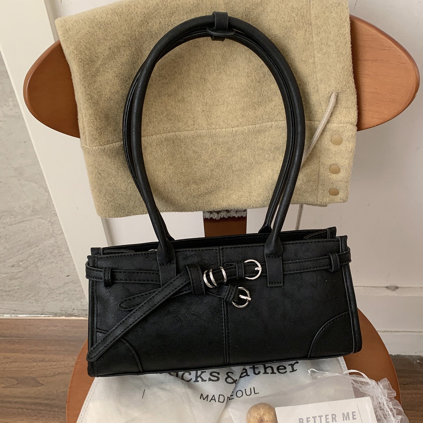 Women's Korean Style Niche Pink Portable Spring Fashion Commuter Underarm Bag
