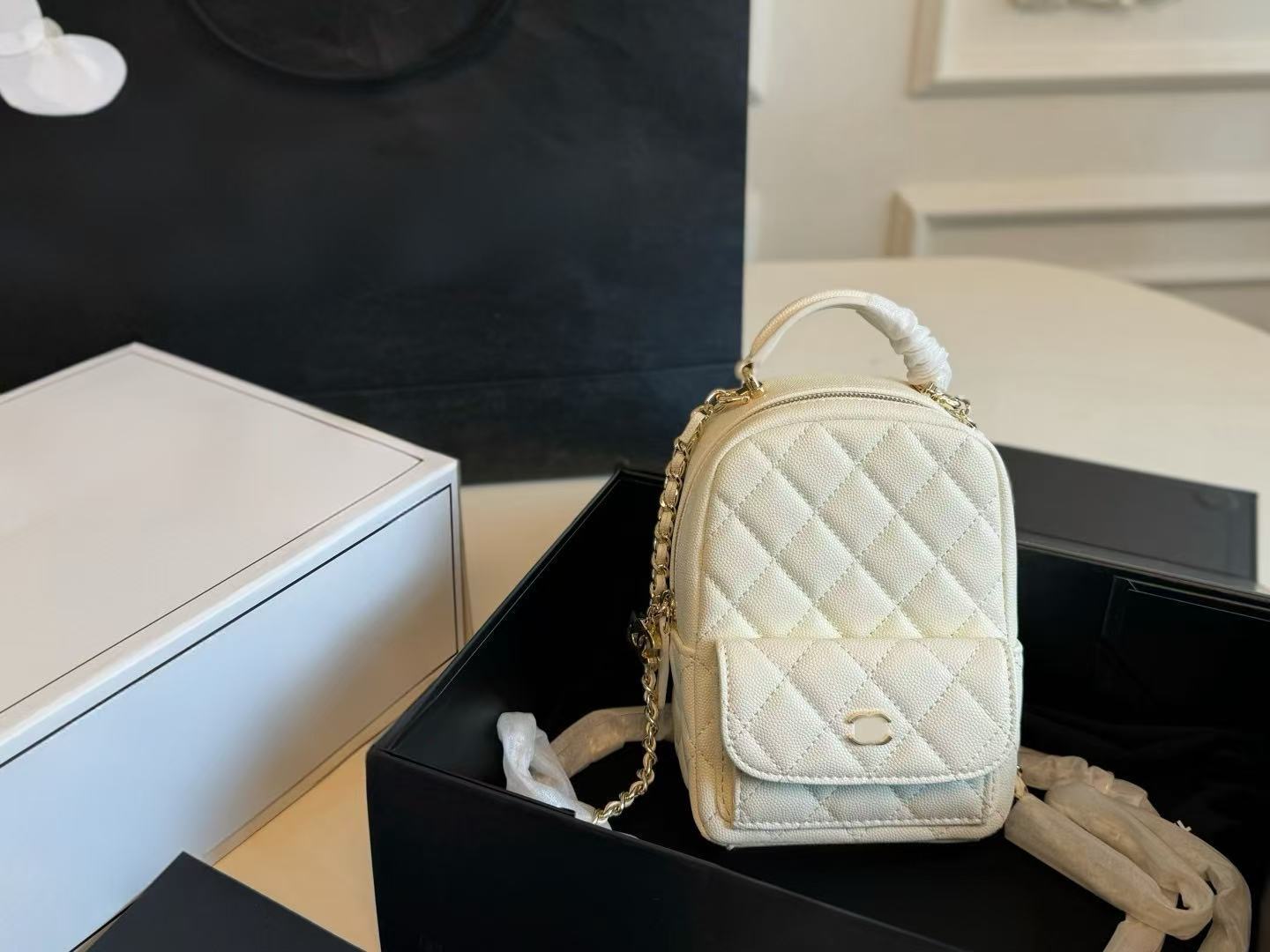 High Quality Rhombus Chain Classic Style Lychee Leather Bags