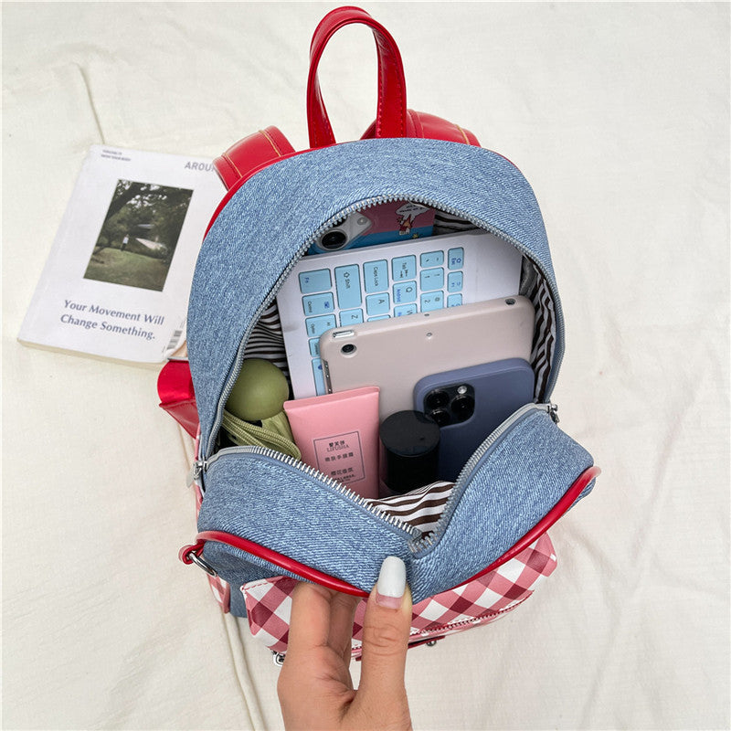 Women's Korean College Style Plaid Printed Polka Women's Backpack