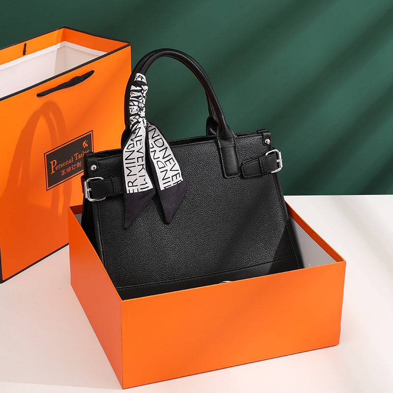 Women's Fashion Large Capacity Simple With Silk Scarf Women's Messenger Bag