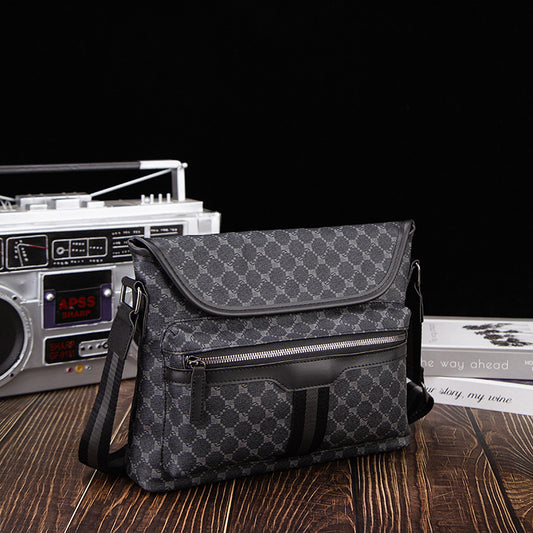 Men's Fashion Plaid Large Capacity Korean Style Cross Men's Messenger Bags