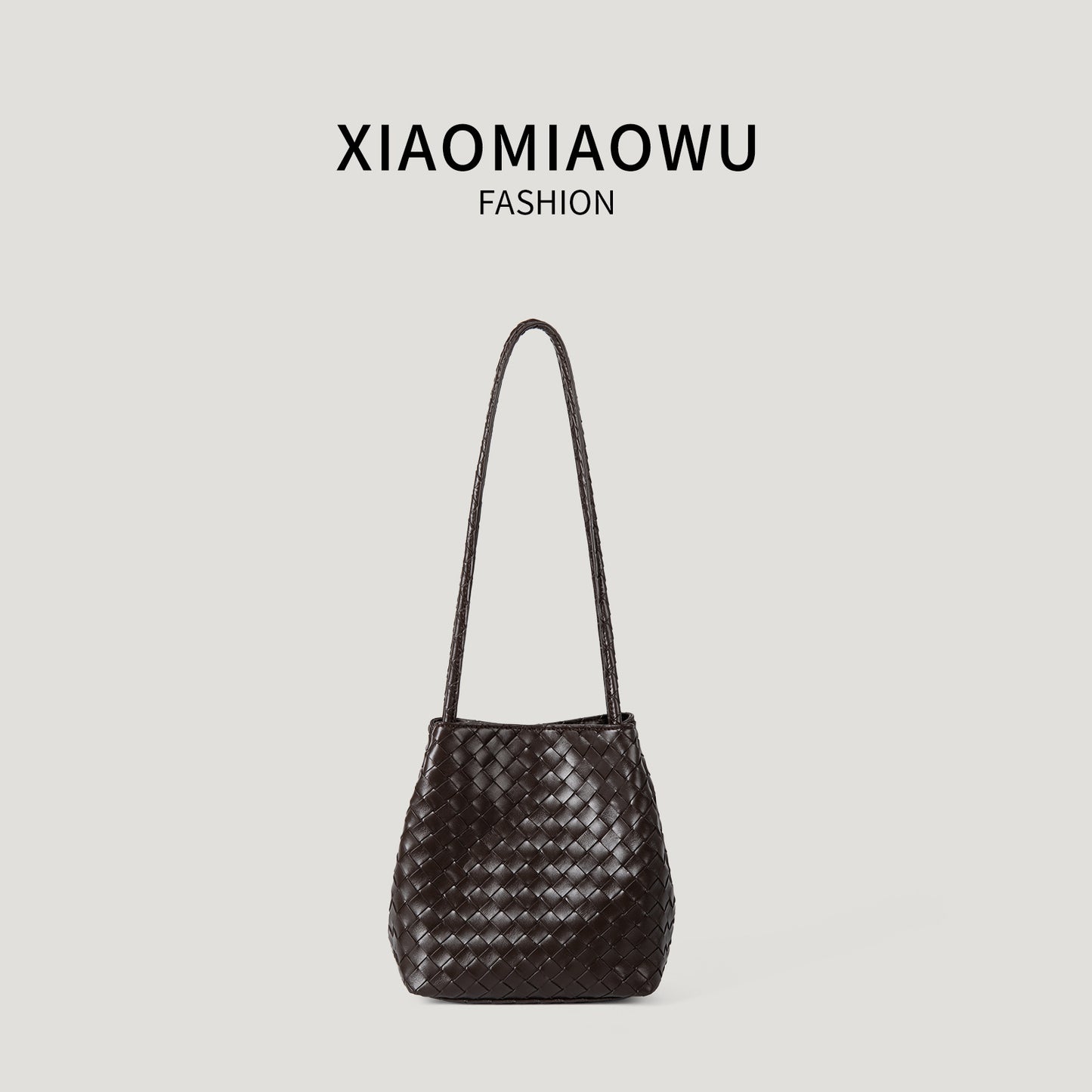 Women's High-grade Sense Woven Soft Leather Fashion Commuter Bucket Bag