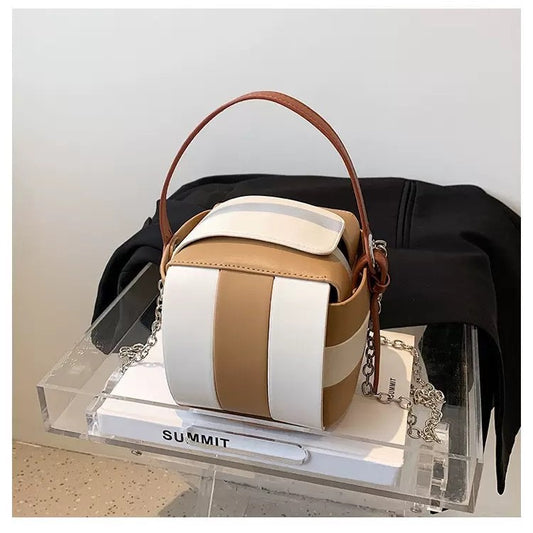 Women's Female Contrast Color Personality Commuter Simple Woven Women's Messenger Bag