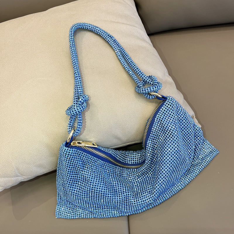 Women's Rhinestone Underarm Diamond Full Pink Clutch Handbags