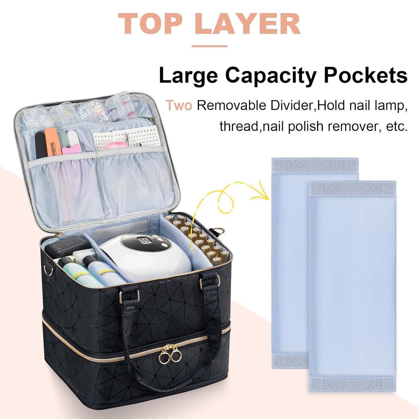 Nail Art Storage Detachable Portable Grid Large Makeup Bag