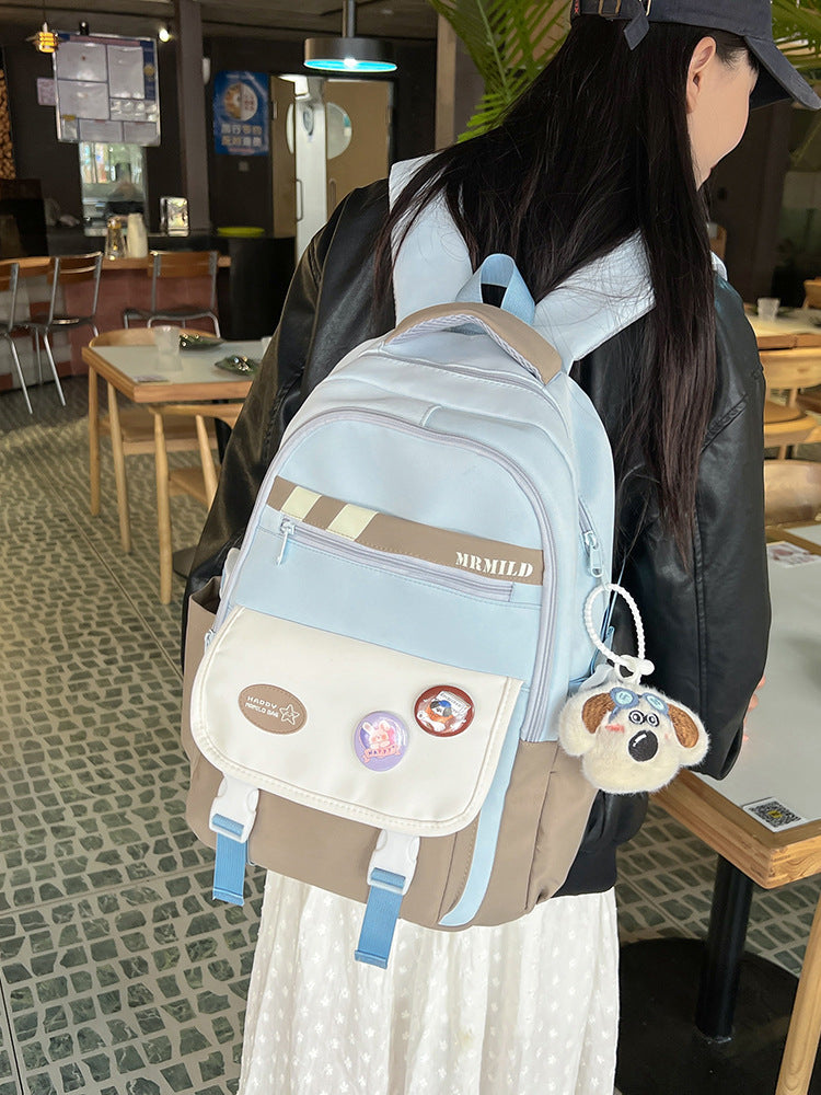 Fashion Color Contrast Large Capacity High Leisure Backpack