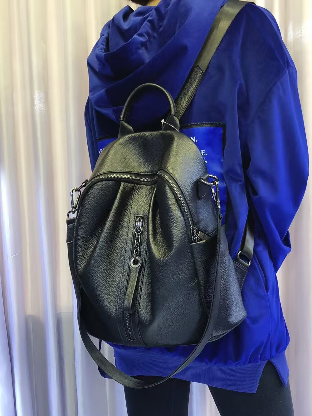 Women's Versatile Fashion Texture Genuine Leather Soft Women's Backpack