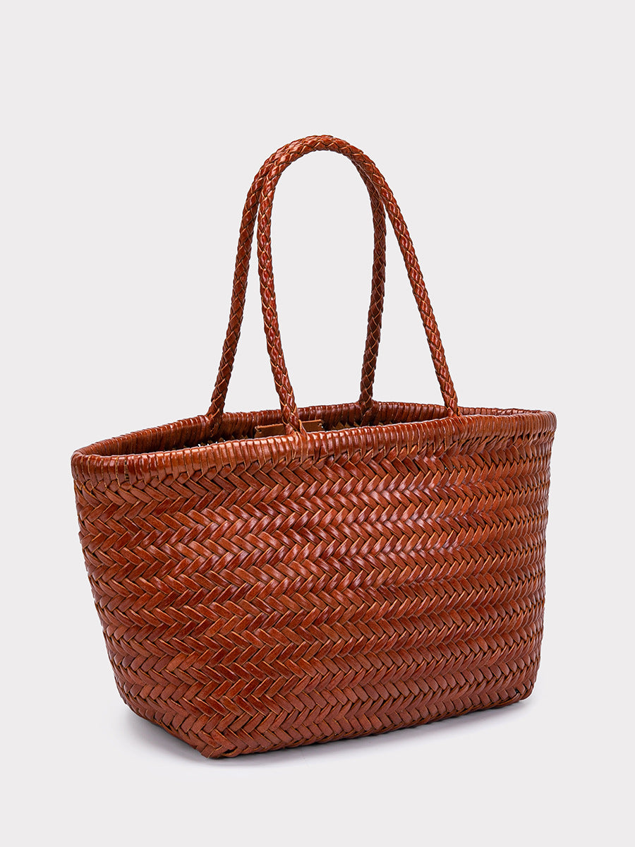 First Layer Cowhide Woven French Style Vegetable Tote Bag